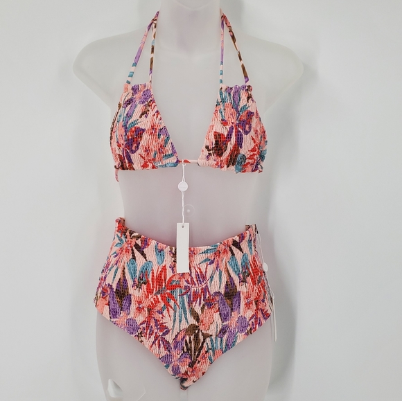 Women's Free People Citrine Blooms Aloha Bikini Swimsuit Set NEW - Picture 2 of 5